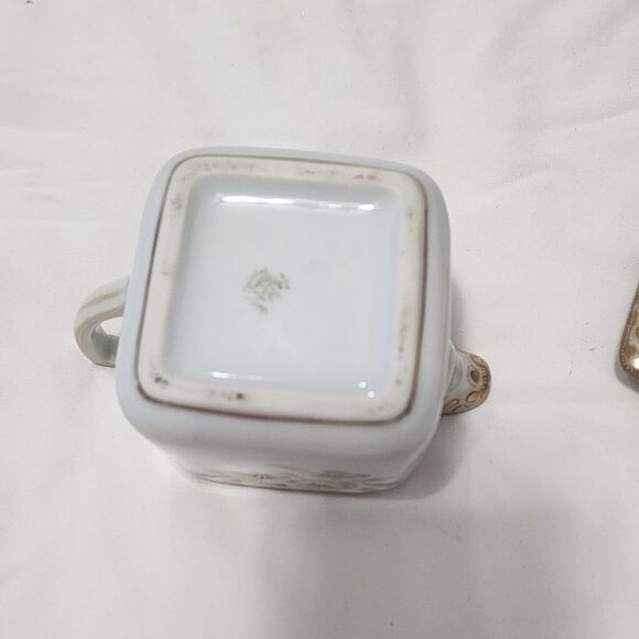Nipon Morimura Bros Hand Painted Square Creamer w Lid Floral Gold Trim Rare Vtg - Picture 10 of 16